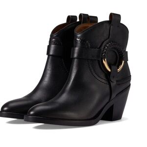 See by Chloé Hana Leather Cowboy Booties